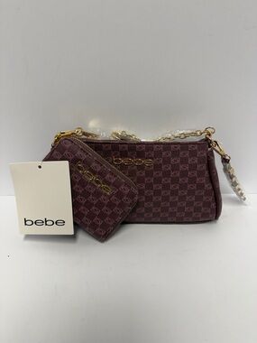 Bebe Burgundy Adela Baguette purse and wallet set. New with tags.